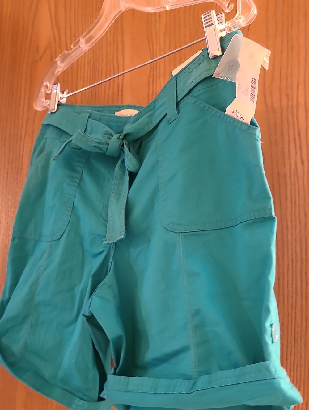 Fashion Bug Teal Tie-Waist Bermuda Shorts